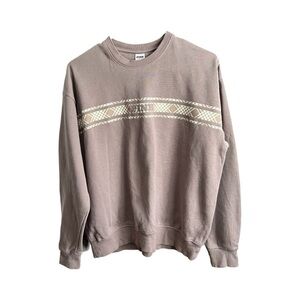 Women’s Taupe Sweatshirt with Patterned Stripe